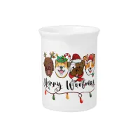 Merry Woofmas Typography Beverage Pitcher