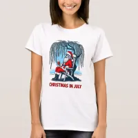 Festive Santa Enjoying Summer Cheers T-Shirt