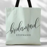 Pastel Mint Bridesmaid Modern Script Tote Bag