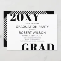 Black White Bold Typography Graduation Party Invit Invitation