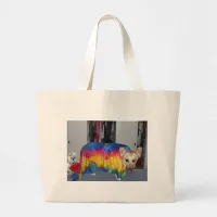 German Shepherd Modeling Clothes Large Tote Bag