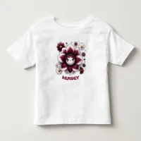 Cute Monogram Burgundy and White Flower | Toddler T-shirt