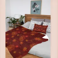 Burgundy and Red Stars Fleece Blanket
