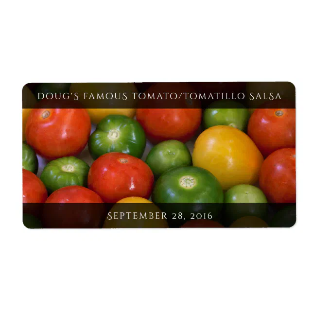 Red Yellow Tomatoes and Green Tomatillos Label