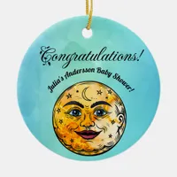 Over the Moon Baby Shower Celebration Ceramic Ornament