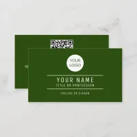 QR Code Name Professional Logo Dark Forest Green Calling Card