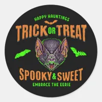 Happy Hauntings | Trick or Treat Halloween Bats Classic Round Sticker