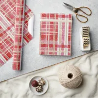 Red Gold Christmas Plaid Pattern#2 ID1009 Wrapping Paper