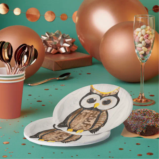 Wood Owl Paper Plates