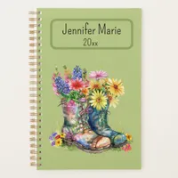 Flowers in Boots Personalize with Name, Year  Planner