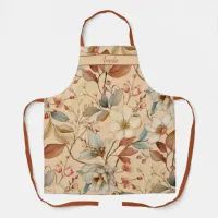 Peach Cream Cottagecore Watercolor Floral Apron