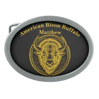 Intricate Bison Buffalo Head Illustration Belt Buckle