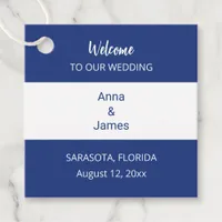 Stylish Modern Dark Blue Wedding Favor Tags