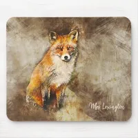 Personalized Wild Fox in Nature Art Mouse Pad