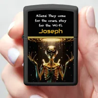 Mysterious Alien Encounter in a Cosmic Light Show Zippo Lighter