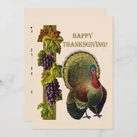 Vintage Happy Thanksgiving Turkey and Grapes, ZPR Invitation