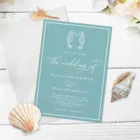 Sea Glass Blue Seahorse Coastal Beach Wedding Invitation