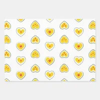 Hearts Apples Pattern Wrapping Paper Sheets