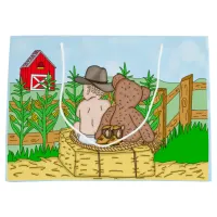 Lil' Cowboy and Teddy Bear Boy's Baby Shower Large Gift Bag