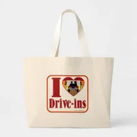 Cute Drive In Love Large Tote Bag