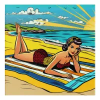 Pretty Pinup Girl on the Beach Acrylic Print