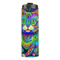 Haight-Ashbury Style Whimsical Cat Thermal Tumbler