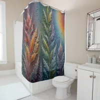 Colorful Icy Plant-Like Feathering Shower Curtain