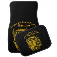 Gold Bison Adorned With Flowers and Foliage Car Floor Mat