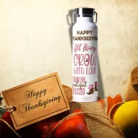 Thankful, Grateful, Blessed, Happy Thanksgiving | Water Bottle