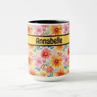 Colorful Daisy Two-Tone 15 Oz COFFEE MUG