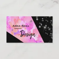 *~* Abstract Modern Pink Glitter Geometric Flower Business Card