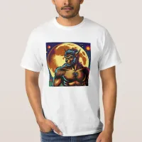 Comic Book Style Werewolf in Front of Full Moon T-Shirt