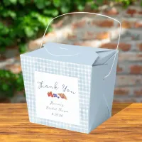 Dusty Blue Gingham Brunch Bridal Shower Thank You Favor Boxes