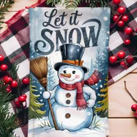 Let It Snow Snowman Christmas Kitchen Towel