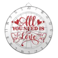 All You Need Is Love Typography Dart Board