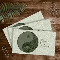 Patterned Yin Yang Sage Green ID325 Business Card