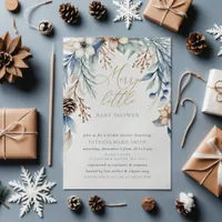 Christmas Winter Floral Merry Little Baby Shower Invitation