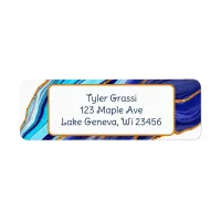 Blue and Gold Marble Art Label