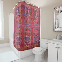 Red + Blue Persian Rug Oriental Carpet Print Shower Curtain