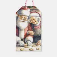 Mr and Mrs Claus Baking Cookies Custom Christmas Gift Tags