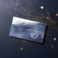 Navy and Gold Lunar Brush Strokes Business Card