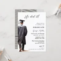 Modern Minimalist Photo he Did It Graduation Invitation