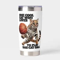 One Cool Cat Who Loves to Play Bas-cat-ball Insulated Tumbler