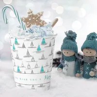 Teal Christmas Tree Pattern#5 ID1009 Paper Cups