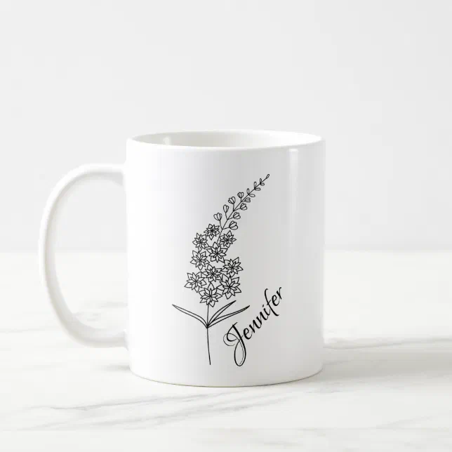 Personalized Birth Flower With Name - JULY Coffee Mug