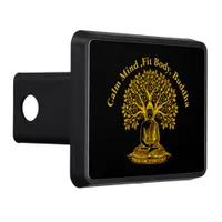 Golden Buddha Under a Tree in Peaceful Meditation Hitch Cover