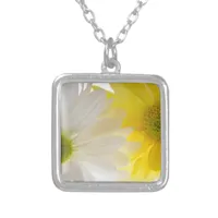 Two Daisies Floral Silver Plated Necklace