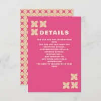 Retro Groovy 70s Pink Beige Wedding Enclosure Card