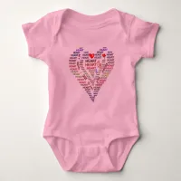 Words of Heart and Roses Heart Shaped Bodysuit