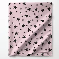 Black Stars on Pastel Pink Celestial Fabric